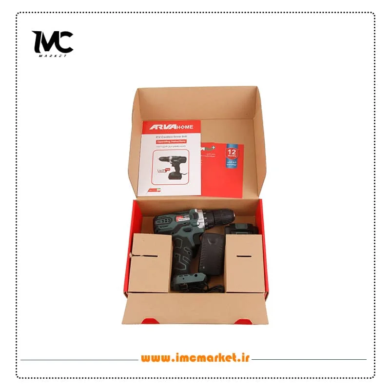 دریل پیچ گوشتی شارژی خانگی ۲۱ ولت آروا مدل ۵۸۲۳